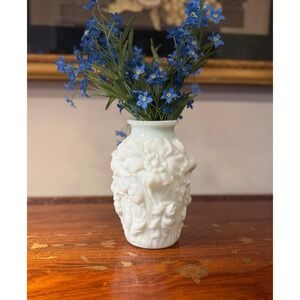 Antique Gaudy Poppy Vase Early 1900s Lancaster Milk Glass